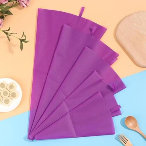 5 Sizes Purple Silicone Piping Bag Reusable Icing Cream Fondant Tool Decorating Hanging Pastry Bags DIY Bags Cake M9I4