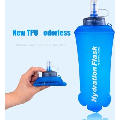 500ml TPU Soft Drink Water Bottle Folding Water Bag Flask For Outdoor Sport Camping Bicycle Running Portable Water Bag