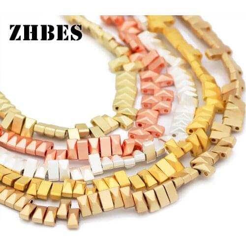 6x3MM Natural Matte Stone Pyramid Rectangle Gold Hematite Square Spacers Loose Beads For Jewelry Making Diy bracelets Findings