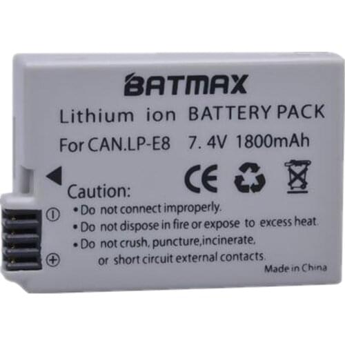 Batmax 1 Pc 1800mAh LP-E8 Digital Rechargeable Battery Li-ion LP E8 LPE8 Camera Battery Pack for Canon EOS 550D 600D 650D 700D