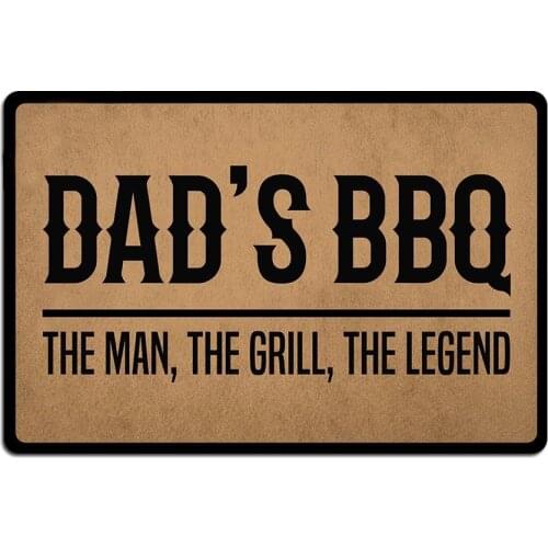 Funny Doormat Dads BBQ The Man The Grill The Legend Entrance Welcome Mat Indoor Outdoor Rubber Anti-Slip Doormat