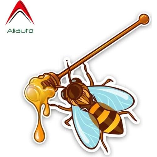 Aliauto Funny Car Sticker A Bee Holding A Honey Decal Accessories PVC for Volkswagen Polo Ford BMW Audi Toyota,17cm*15cm