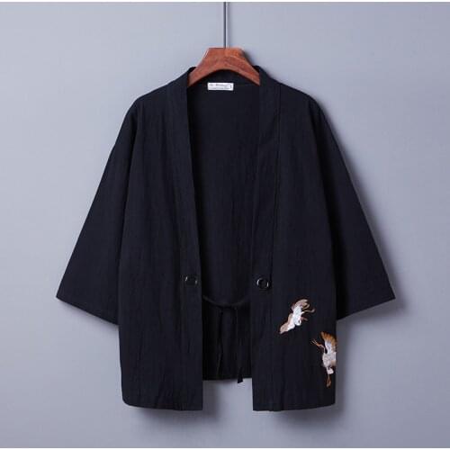 Asian Clothes Summer Coat Japanese Womans Kimono Mujer Cardigan Haori Loose Mid-length Thin Cotton and Linen Outer Garment