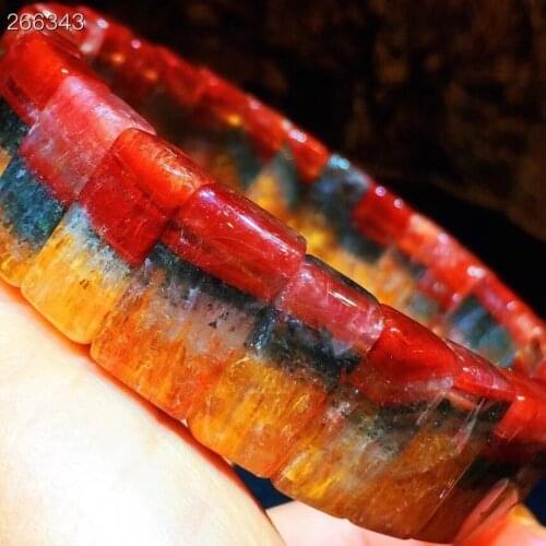 Top Natural Cacoxenite Auralite 23 Rutilated Quartz Rectangle Beads Bracelet Bangle 16x7.3x5.7mm Rutilated Women Men AAAAA