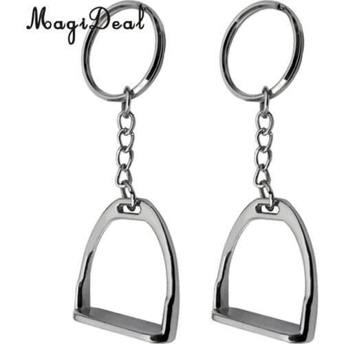 2pcs Zinc Alloy Western Stirrup Keychain Key Ring Equestrian Ornament 8cm