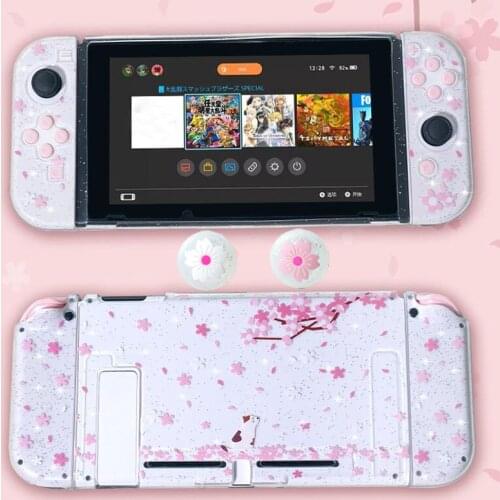TPU Soft Clear Glitter Case Protective Cover Bling Shell for Nintend Switch NS Joy-Con Crystal Protector Thumb Stick Grip Cap