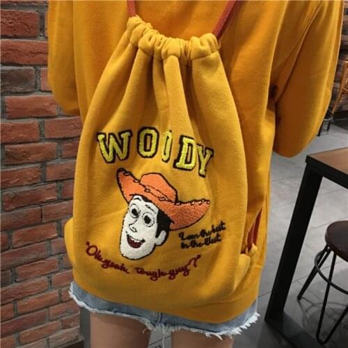 Disney Movie Cartoon Woody Plush Embroidery Backpack Fashion Travel Bag High Quality Gifts For Friends 44*37cm