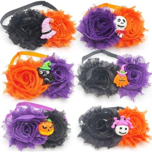 50 New Pattern Halloween Design Dog Cat Bow Tie Necktie Adjustable Pet Dog Bow Tie For Small Medium Dog Accessories Dog Bows