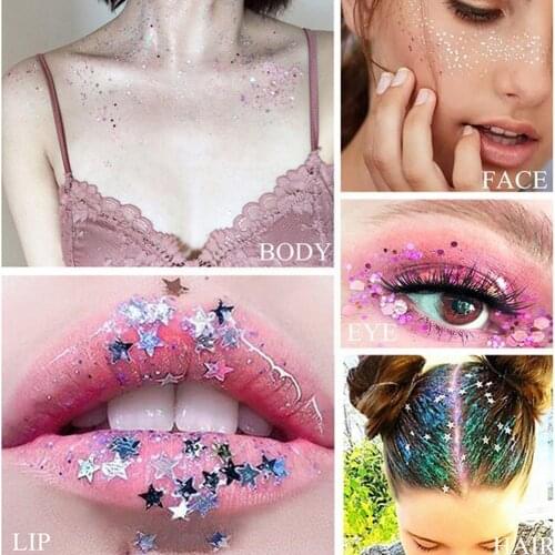 6 Colors/Pack Glue Free Makeup Loose Diamond Glitter Eyeshadow Sequins For Eyes Face Festival Skin Sequin Cosmetics Gel Par S1T3