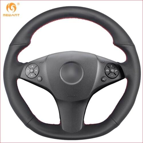 Black Artificial Leather Car Steering Wheel Cover for Mercedes Benz SLR-Class 2009 SL-CLass AMG 63 65 2009-2012 SLK-Class AMG 55