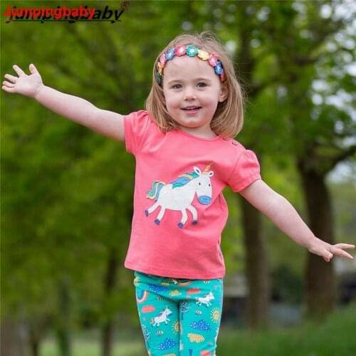 Jumpingbaby 2019 UnicornT-shirt Girls Tops T shirt Camiseta Summer Top Roupa Menina Koszulka Kids Tshirt Clothes Koszulki Ne