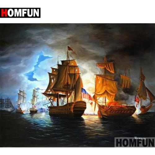 HOMFUN Square Round Drill 5D Diamond Painting Environmental Crafts Full Diamond Embroidery "Sailing scenery" Home decor A15720