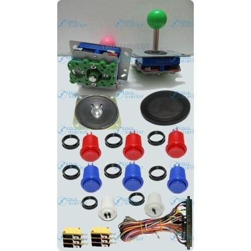 1set DIY Arcade parts Bundles With Joystick Push button Microswitch Harness Speaker Speaker Net To Build Up Arcade Machine