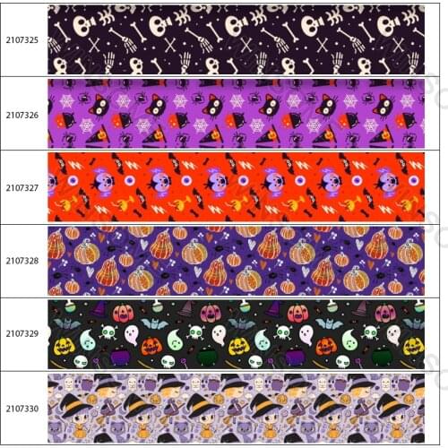 Halloween Pumpkin Ghosts Grosgrain Ribbons Printed For Hair Bows DIY Crafts Handmade Bows Accessories 10yards