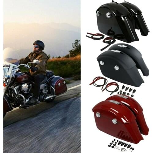 Matte/Painted Black Red Saddle Bags Electronic Latch For Indian Chieftain 2014-18 Dark Horse 16-18