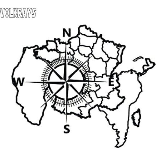 Volkrays Fashion Car Sticker Nswe Map Compass Rose Nautical Navigate Ship Ocean Accessories Reflective Vinyl Decal,24cm*29cm