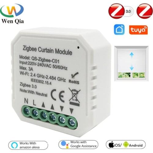 Tuya Smart Life Zigbee Curtain Switch Module Compatible with Google Home Alexa APP Remote Control for Roller Shutter Blind Motor