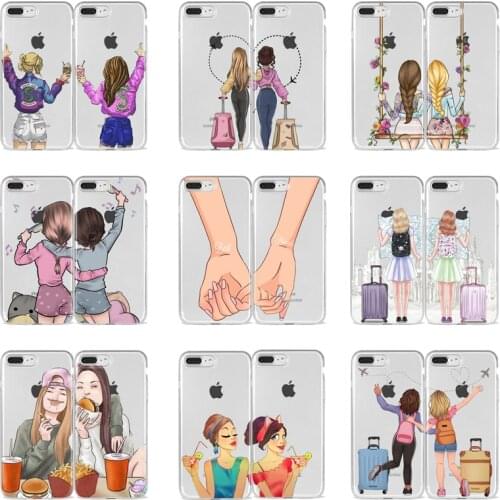 Girls Bff Best Friends Forever Soft TPU silicone Phone Case For iPhone Xs 6 7 8 Plus X XR XS MAX 11 12 Mini Pro Max Cover Coque