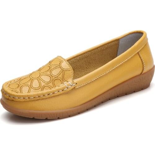 New Women Flat Genuine Leather Shoes Casual White Wedge Shoes Women Loafers Soft Bottom Slip On Oxford Height Increasing Shoes