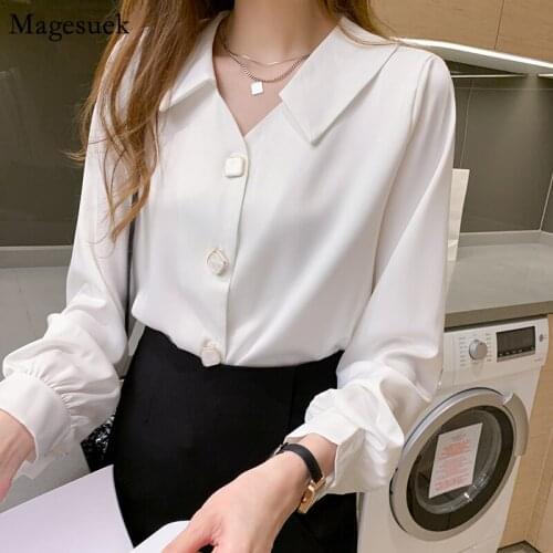 Autumn New Chiffon Blouse Women V-neck Cardigan Blouses Woman 2021 Long Sleeve Loose Casual Women Shirts Blouses Top Mujer 11008