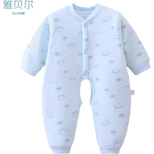 Newborn Crawling Clothes Thermal Underwear Baby Antarctic Cotton Printing Cotton Onesies Childrens Quilted Clothes