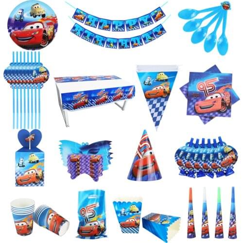 Disney Cars Birthday Party Decorations Kids Favor Lightning McQueen Paper Cups Plates Baby Shower Disposable Tableware Supplies