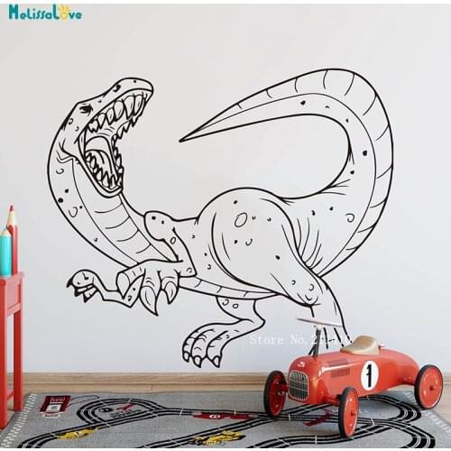 Huge Raw Dinosaur Animal Wall Sticker Baby Nursery Kids Room Fiercely Dino Decals Bedroom Vinyl Décor Self-adhesive YT4789