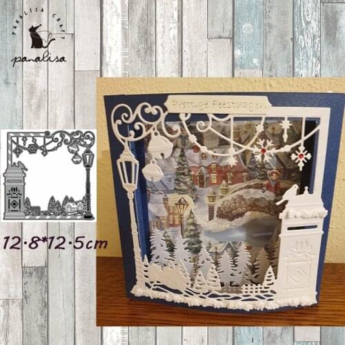 Panalisacraft Christmas Background postbox Metal Cutting Dies Stencils Scrapbooking/photo album Decorative Embossing DIY Cards