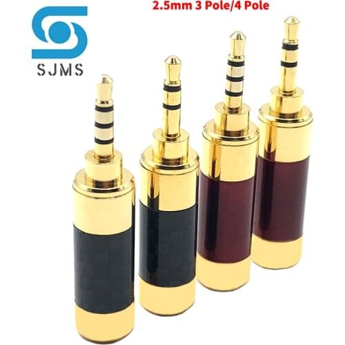 Gold plated Stereo with Clip 2.5 mm 3 Pole 4 Pole Repair Headphone Jack Plug Audio Plug Jack Connector Soldering for 6mm cable