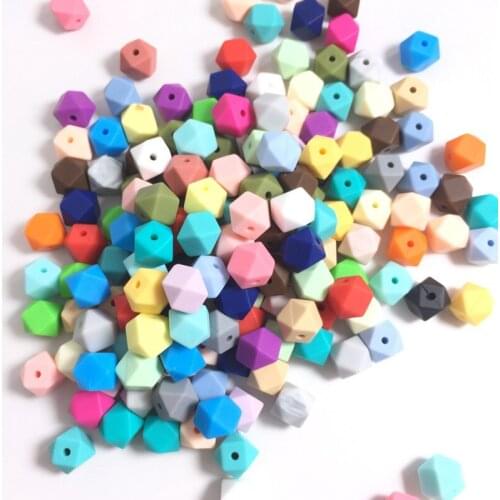 Hot 30pcs/lot Baby Teether Teething Hexagon Beads BPA Free Baby Nursing Teeth Training Toy Silicone Beads
