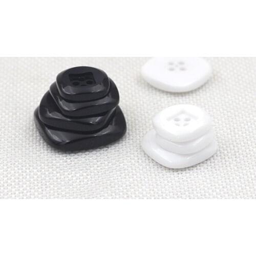 Resin Button Square Rounded Coat Button Black and White Coat Button Four Eyes Suit Baby Button Sweater Buckle