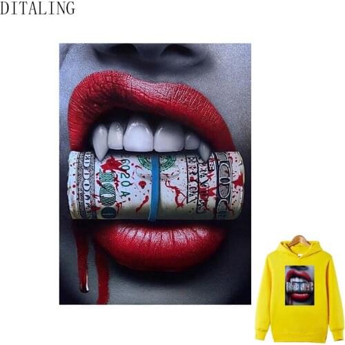 Sexy Lip Patch Iron-On Transfer For Clothing Fashion Girl T-Shirt DIY Appliqued Thermotransfer For Clothes Custom Ironing Patch