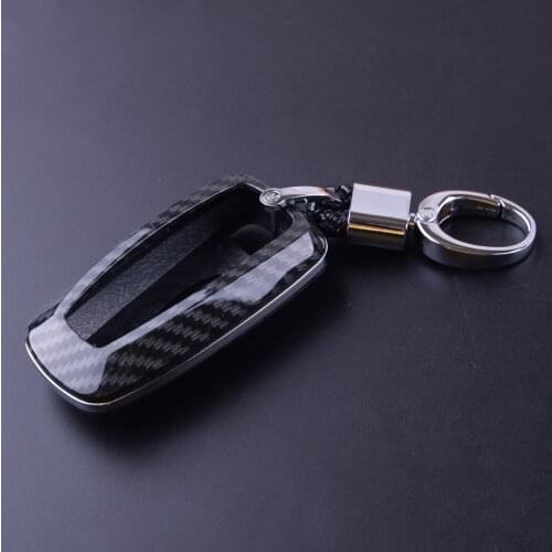 Beler Smart Key Fob Chain Cover Case Carbon Fiber Style Fit for Ford Fusion F150 F250 Mustang Explorer Edge Ranger Ecosport 2019