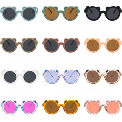 New Kids Sunglasses Cartoon Bear Shape Glasses 2021 Round Street Beat Resin Eyeglasses Shades Eyewears Uv 400 Decorative Glasses