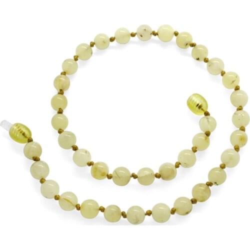 Tesbihane Matte Yellow Natural Amber Drop Cubic Zirconia Baby Tooth Necklace