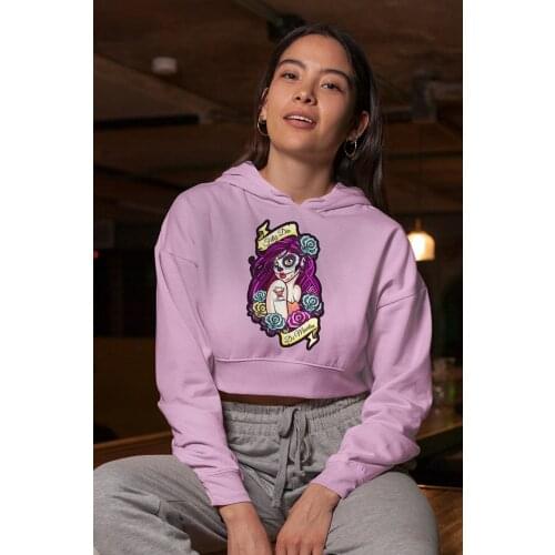 Angemiel Purple Wear Hair Meksikalı Women Pink Short Hooded Sweatshirt