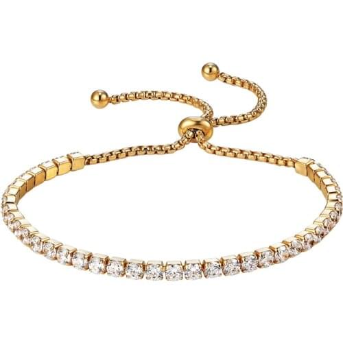 Classic Design Adjustable Size Beautiful Woman Crystal Blacelets & Bangles Titanium Steel Jewelry bracelet Girl Friend Best Gift