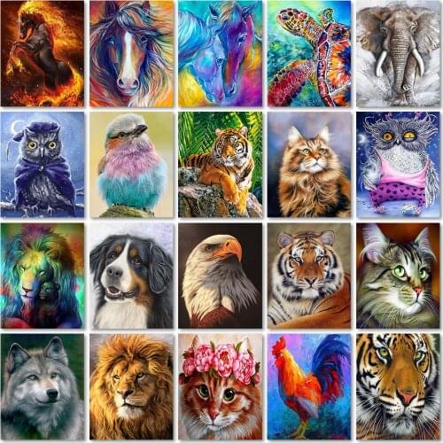 Animal 5d Diy Diamond Painting Cross Ctitch Kits Wall Sticker Diamond Art Wolf Mosaic Embroidery Painting Tiger New Year Gift