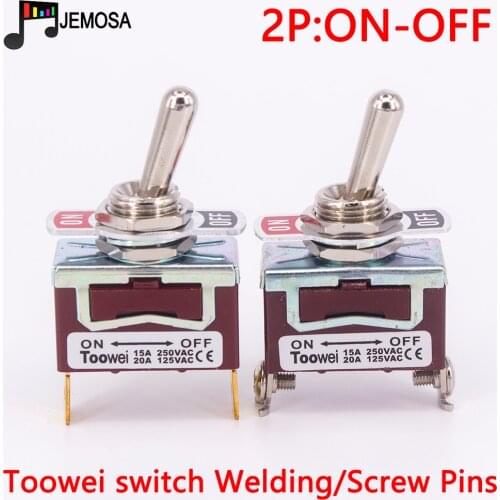 1PC Toowei 2pins toggle switch ON-OFF 15A 250V/ 20A 125V SPST/ Assembly hole 12mm/ Scraw contact AC Power Rocker Switch