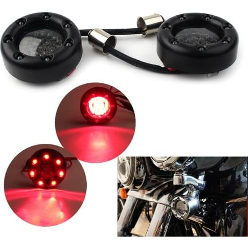 1157 Red LED Gloss Black Trim Ring Motorcycle Turn Signal Lights for Harley Sportster Touring Dyna FXDF FXDB FXDC FLFB etc