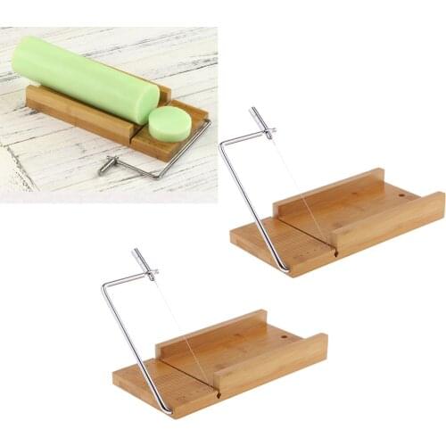 2pcs Wood Stainless Steel Soap Cutter Soap Making Craft Cutting Tools with Wire Slicer for DIY Christmas, Wedding Soap Gift