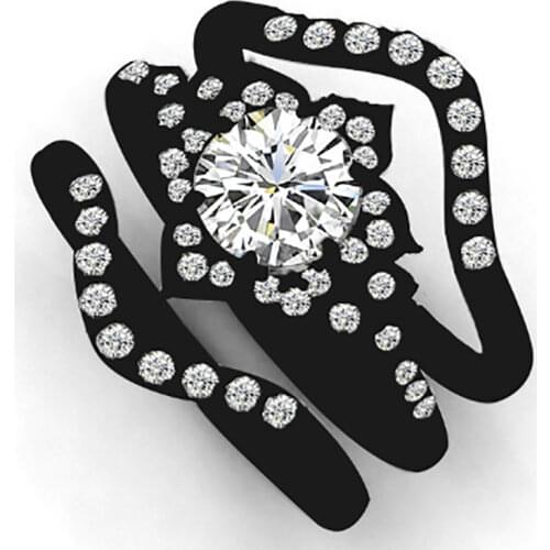 3pcs/set New Popular Fashion Black Ring Set for Women Simple and Creative Party Hot Fashion Jewelry