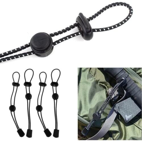 4Pcs Backpack Securing Hiking Walking Stick Elastic Rope Holder Adjustable Outdoor Climbing Accessories 19cm Black