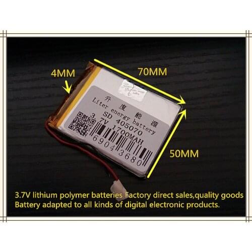 Best battery brand Size 405070 3.7V 1700mah Lithium polymer Battery with Protection Board For MP4 PSP GPS Digital Product Free S