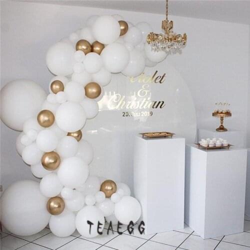 70Pcs Baby Gender Revelation White Latex Balloon Garland Arch Kit Metallic Gold Adult Birthday Party Decorations Balloons Baby
