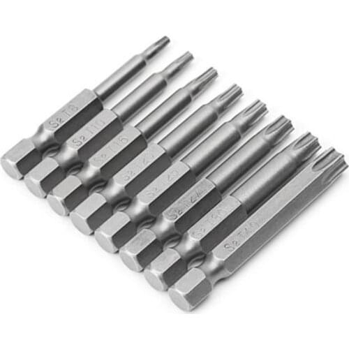 8pcs 1/4 Inch 50mm*T8-T40 Magnetic Torx Screwdriver Bits Set. UK SELLER