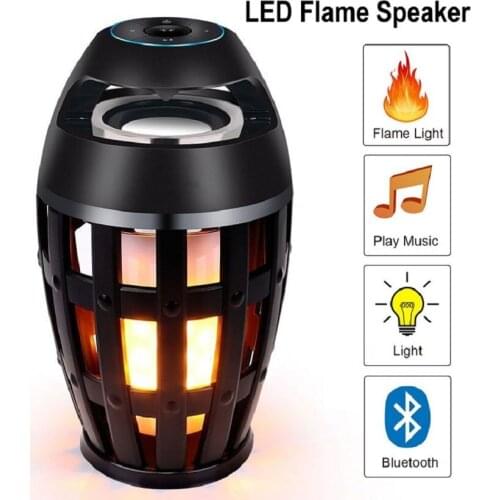 LED Flame Light Bluetooth Speaker Wireless Portable Speaker Outdoor Loudspeaker Player For Camping Home Party Gift
