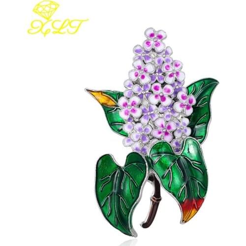Retro Chinese Style Purple Flower Brooch Alloy Diamond Oil Dripping Plant Pin Corsage Clothing Accessories