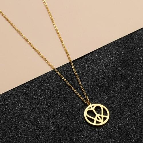 CHENGXUN Heart in Peace Sign Hippie Love Charm Pendant Necklace Anti-war Jewelry for Women Men Birthday Gift Geometric Design