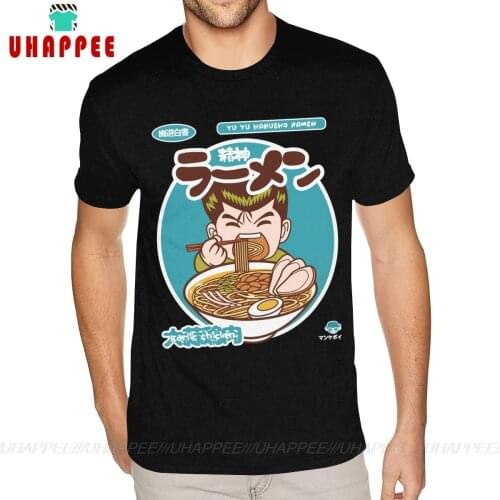 Photo Yu Yu Hakusho Ramen Tee Shirts Custom Cotton Short Sleeve For Man 4XL Black T Shirts